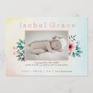 Floral Birth Announcement with Bible Verse