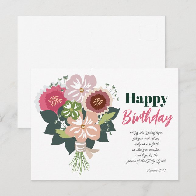 Floral Birthday Bouquet Postcard (Front/Back)