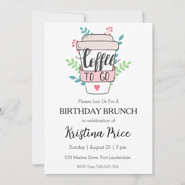 floral birthday brunch invitation (Front)