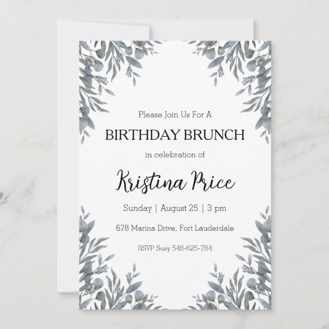 floral birthday brunch invitation (Front)