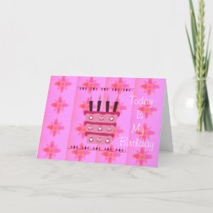 Floral Birthday Cake for Her/Girls Art Print Card