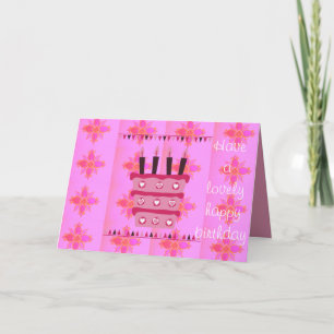 Floral Birthday Cake for Her/Girls Art Print Card