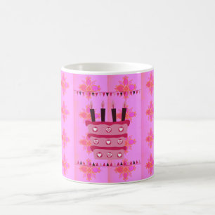 Floral Birthday Cake for Her/Girls Art Print Coffee Mug