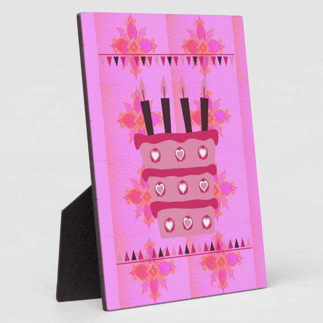 Floral Birthday Cake for Her/Girls Art Print Plaque (Side)