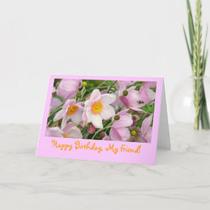 FLORAL BIRTHDAY CARD FOR FRIEND/PINK FLOWERS