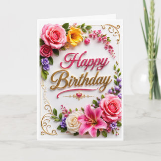 Floral birthday greeting card