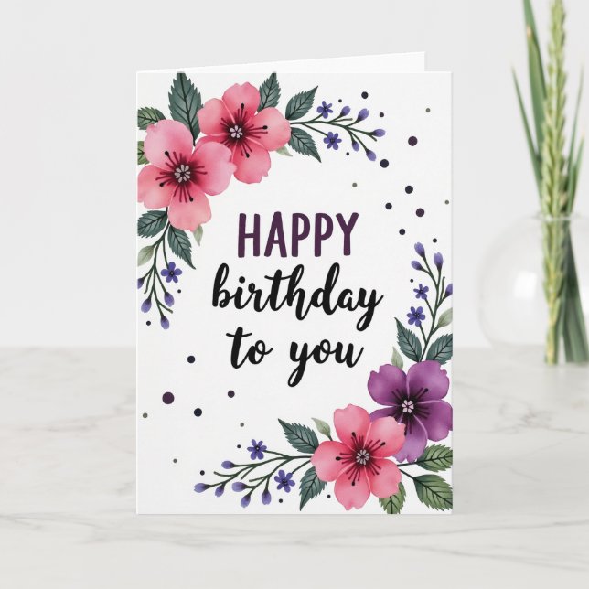 Floral Birthday Greeting Card (Front)