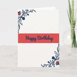 Floral Birthday Indigo Card