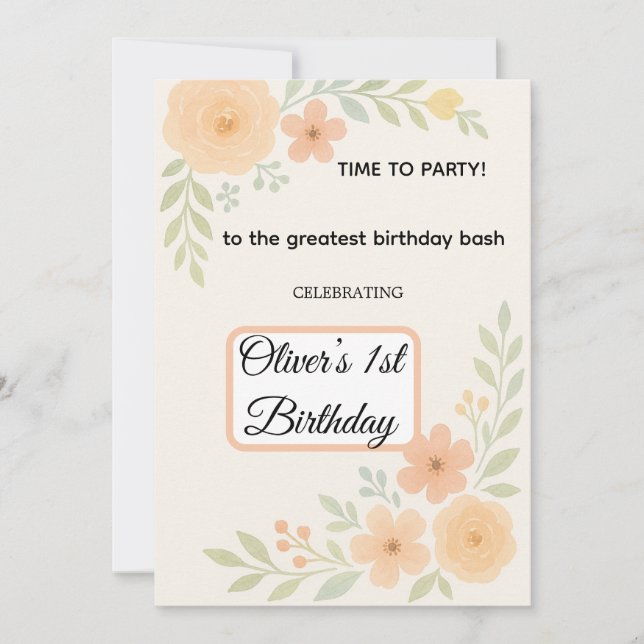 Floral Birthday Invitation  (Front)