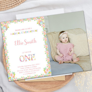 Floral Birthday Invitations with photo