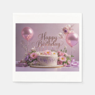 Floral birthday luxurious elegant extravagant napkin