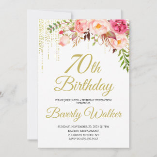 Floral Birthday Party 70th Birthday Invitation