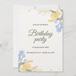 Floral birthday party invitation