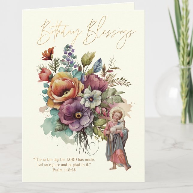 Floral Birthday Religious Scripture Jesus  Thank You Card (Creator Uploaded)
