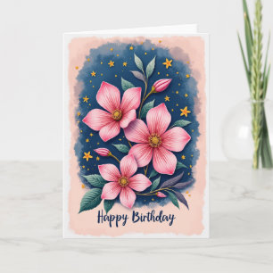 Floral Birthday Starry Card