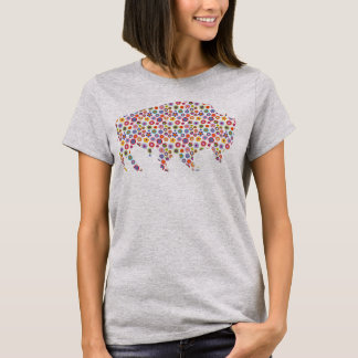 Floral Bison Flower Pattern American Buffalo T-Shirt