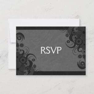 Floral Black and Grey Gothic RSVP Response Card