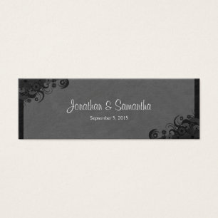 Floral Black and Grey Gothic Wedding Favour Tags