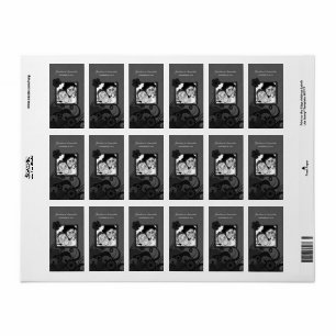 Floral Black and Grey Photo Gothic Favour Labels