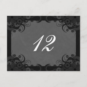 Floral Black and Grey Reception Table Number Cards