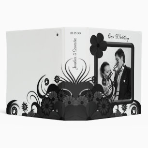 Floral Black and White 2" Wedding Guest Book Album Binder