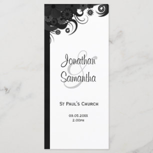 Floral Black and White Goth Wedding Programs