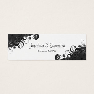 Floral Black and White Gothic Wedding Favour Tags