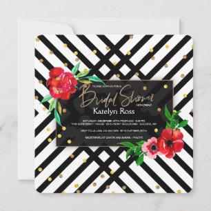 Floral Black and White Invitation