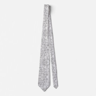 Floral Black and white Paisley  Tie