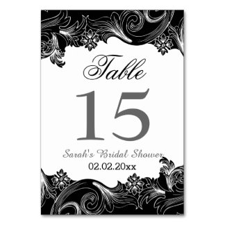 Floral black and white Personalized table numbers