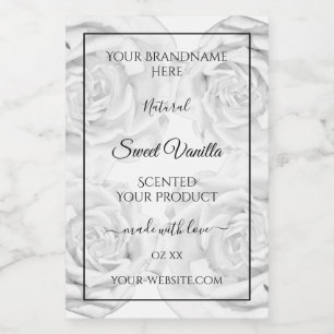 Floral Black and White Product Packaging Labels