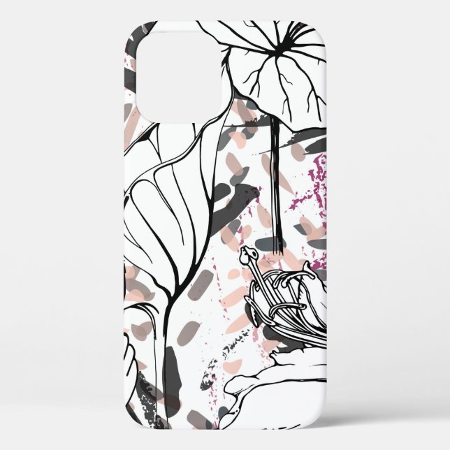Floral Black and White Seamless Pattern. Modern Ar Case-Mate iPhone Case (Back)