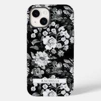 Floral Black and White Watercolor Personalized