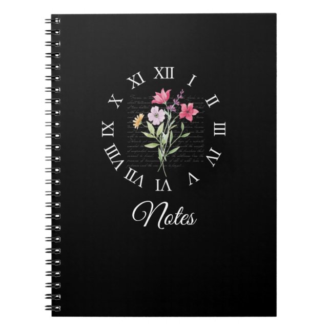 Floral & Black Book Time Notebook (Front)