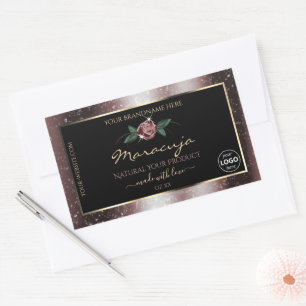 Floral Black Burgundy Glitter Product Labels Logo