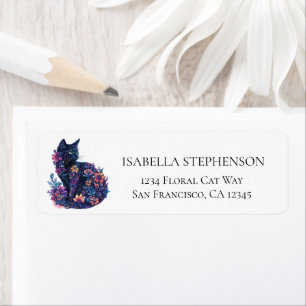 Floral Black Cat Elegant Chic Adresse de retour