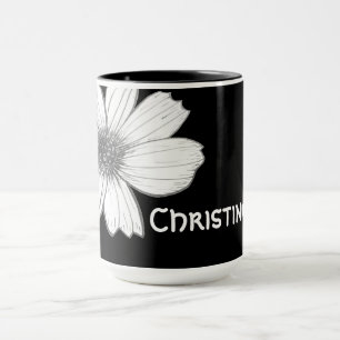 Floral Black custom name Latte Mug