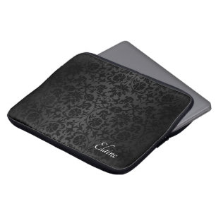 Floral Black Damask Design Laptop Sleeve