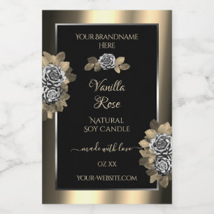 Floral Black Gold et Silver Étiquettes de produits