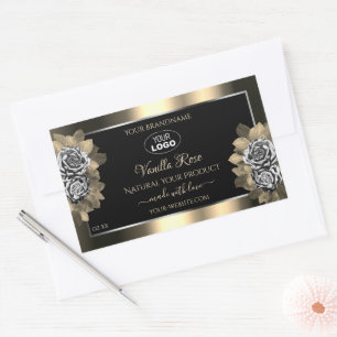 Floral Black Gold Silver Product Labels Roses Logo