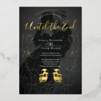 Floral Black Gold Skull Photo Gothic Wedding