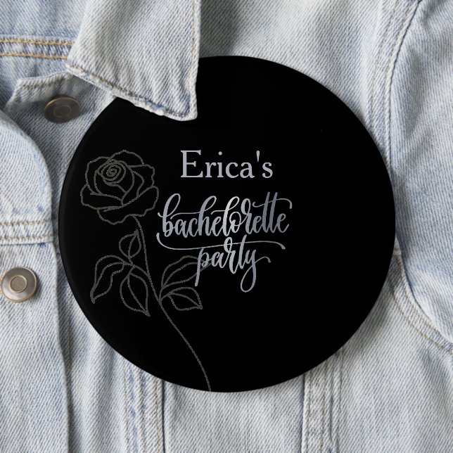 Floral Black Gothic Bachelorette Party 6 Inch Round Button (In Situ)