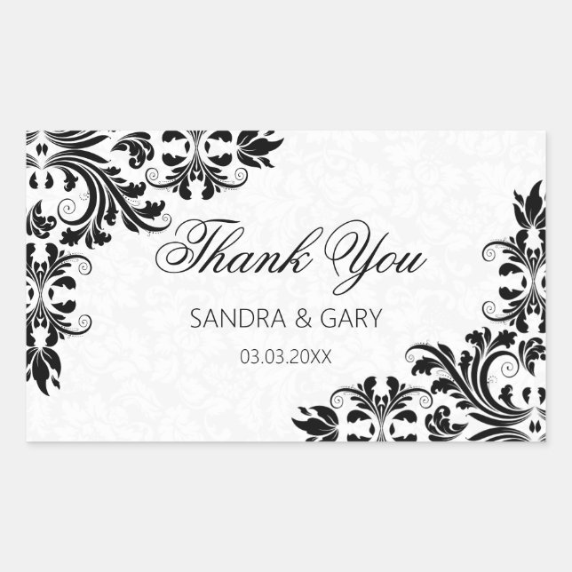 Floral Black Lace And White Damask Sticker (Front)