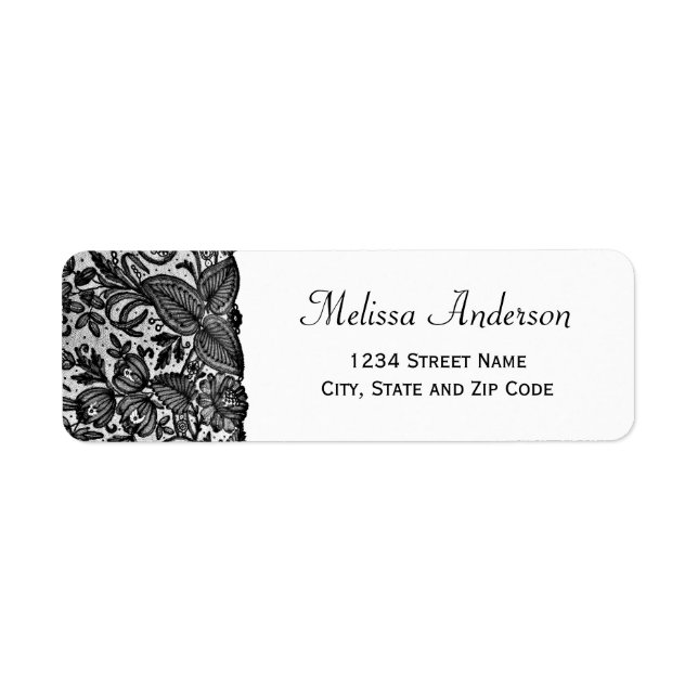 Floral Black Lace Return Address Label (Front)