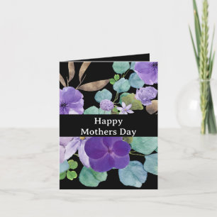 Floral Black Mothers day Photo Note Card