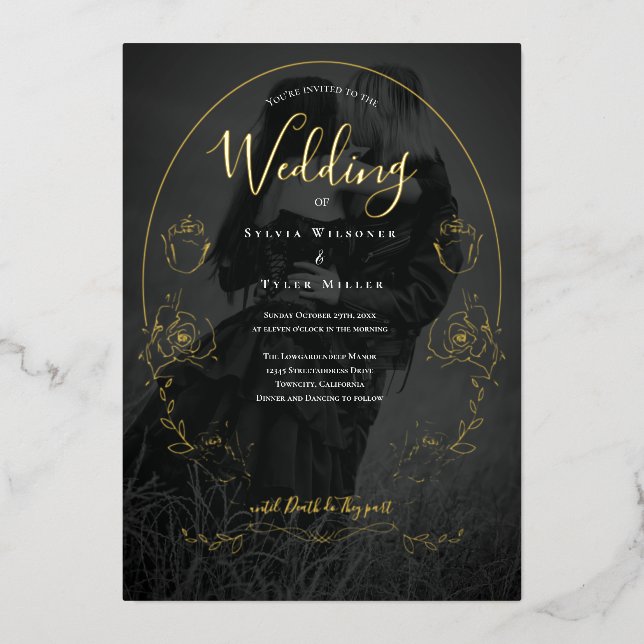 Floral Black Photo Gothic Wedding (Front)