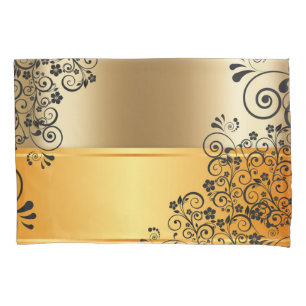 Floral black pillowcase