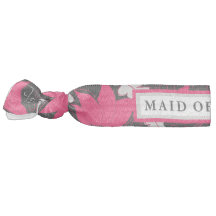 Floral Black/Pink Maid of Honour Hair Tie