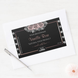 Floral Black Rose Gold Produit Étiquettes Bijoux L