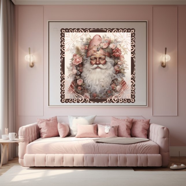 Floral Black Santa: Delicate Holiday Charm Poster (Creator Uploaded)